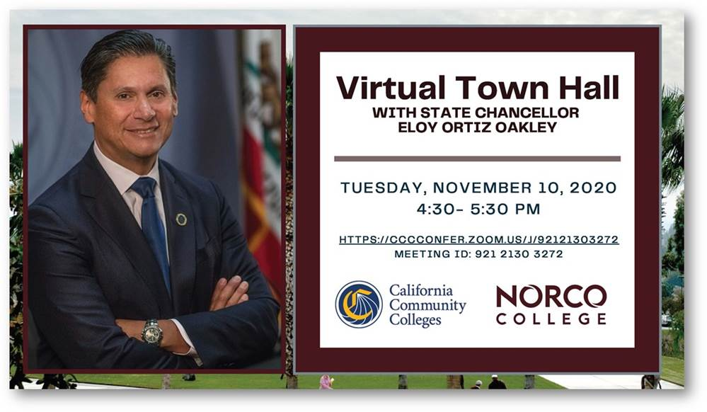 Norco College Virtual Town Hall Event with California State Chancellor, Eloy Ortiz Oakley