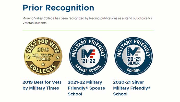 Moreno Valley College Honored by Military Times